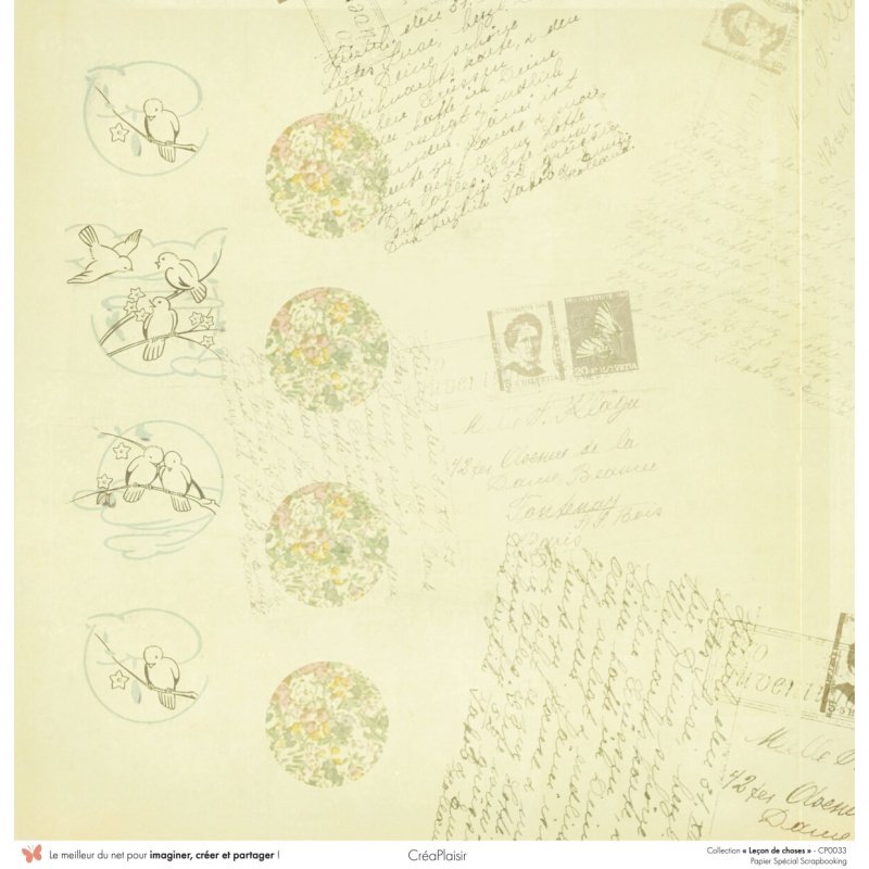 Set papiers Leçon de choses - 6 papiers 30,5x31,5 cm + 6 papiers 12x30,5cm