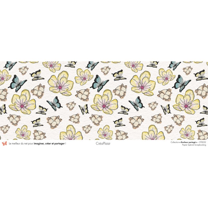 Set papiers Bonheur Partagé - 6 papiers 30,5x31,5 cm + 6 papiers 12x30,5cm